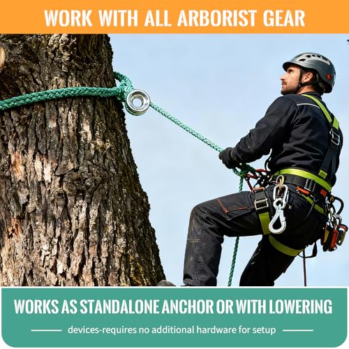 tonchean Rigging Ring Sling Rope 3/4” × 7.22FT Arboart Rope Sling with 28mm Inner Diameter Aluminum Rigging Ring 7-Pocket ...