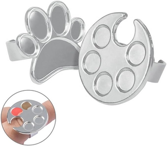 Mini Manicure Palette, 2 Pieces Metal Color Palette Rings, Nail Art Paint Tools, Microblading and Semi Permanent Makeup Supply (Roundel)