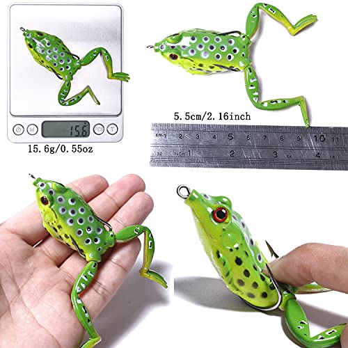 LURESMEOW Frog Lure, Topwater Fishing Lures, Frog Lures for Bass Fishing, Top Water Frog Soft Swimbaits with Weedless Fish...