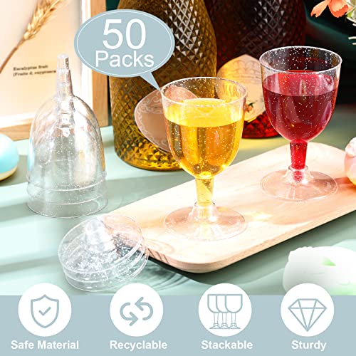 SiliFine 50 Pack 5.7 oz Disposable Plastic Wine Glasses Clear Plastic Wine Glasses for Parties Clear Goblets Cocktail Cups...