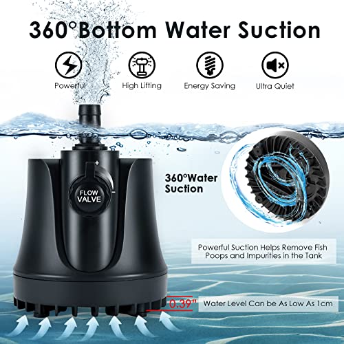 AQQA 265-800 GPH Submersible Aquarium Water Pump with Adjustable Switch, Water Removal and Drainage Sump Cleaning Pump wit...