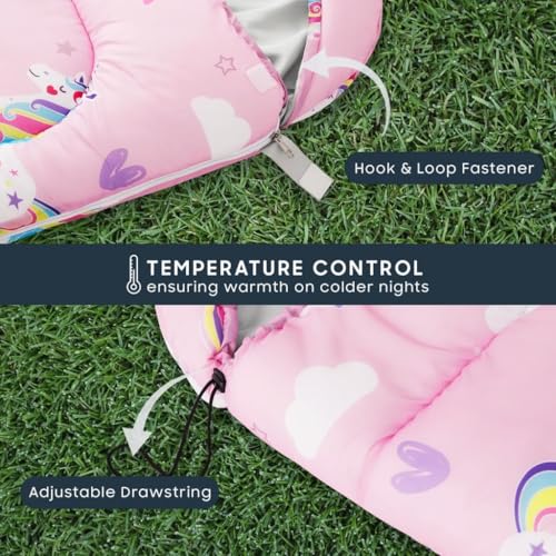 Wake In Cloud - Kids Sleeping Bag for Girls Toddlers, Camping in Warm Cold Weather, Backpacking Lightweight Compact Outdoo...