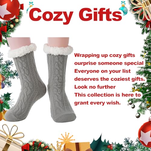 Christmas Womens Winter Thick Slipper Socks with Grippers, Non Slip Indoor Home Gift Socks