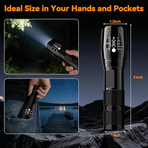 BESTSUN LED Flashlight 2 Pack, Small Flashlights Powerful High Lumens 5 Modes, Waterproof Zoomable Mini Flash Light for Ho...