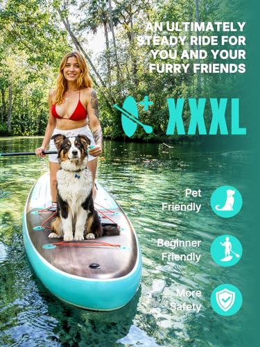 Niphean (Extra Large) Inflatable Paddle Board, SUP for 2+1 People/Family 500lbs Capacity Stand Up Paddle Board with SUP Ac...