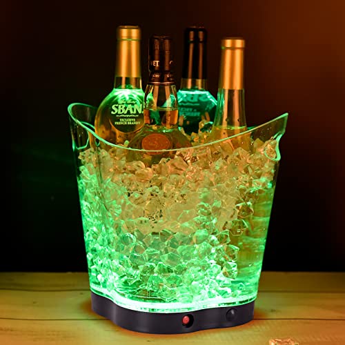 LED Ice Bucket - Portable Colorful Gradient Ice Bucket 6 Liter,Great for Home Bar, Chilling Beer, Champagne and Wine (Four...