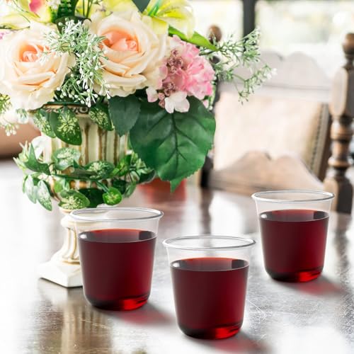 Jycnolm 100 Pcs Disposable Stemless Glasses 12 Oz Plastic Wine Glasses Cocktail Clear Party Cups for Meeting, Wedding, Bir...