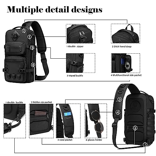 OZUKO Tactical Backpack Chest Sling Bags for Men, Waterproof Crossbody Shoulder Daypack for Outdoor Walking Hiking Trekkin...