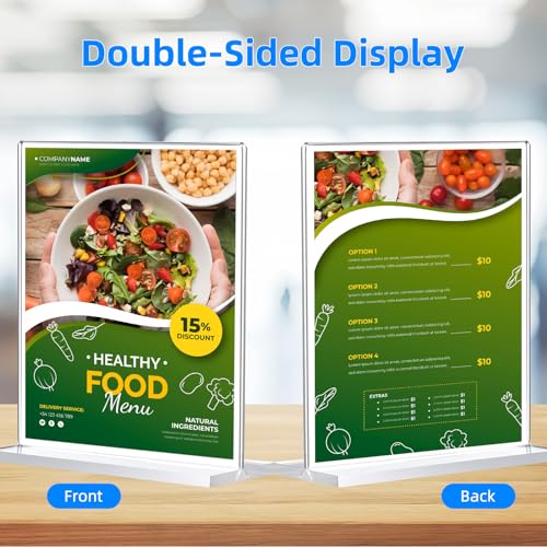3 Pack Acrylic Sign Holder 8.5 x 11, Double-Sided Clear Sign Holder Plastic Stands for Display, T Shape Acrylic Table Sign...