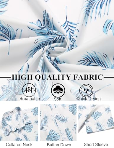 COOFANDY Mens Hawaiian Shirts Short Sleeve Button Down Aloha Shirt Casual Beach Clothes