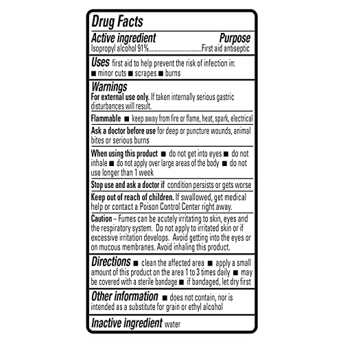 Amazon Basics Isopropyl Alcohol 91% First Aid Antiseptic, Multipurpose Disinfectant, Unscented, 32 fl oz (Pack of 1) (Prev...
