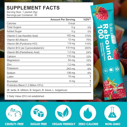 WOJBALMN 30 Sticks Sugar Free Electrolyte Powder Packets,5 Flavors Liquid Daily IV Electrolyte Drink Mixes for Rehydration...