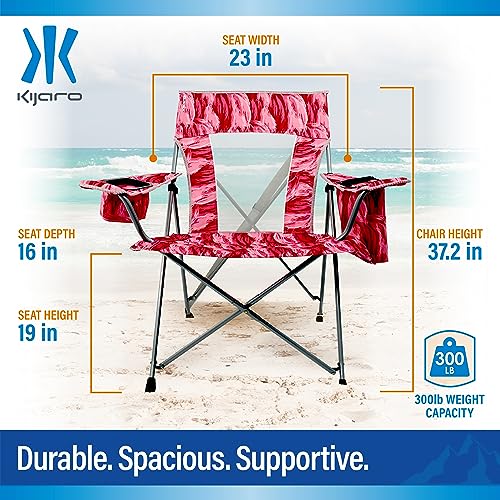Portable Beach Chair for Adults - Kijaro Journey Print Beach Folding Chair, Steel Frame Foldable Beach Chair, High Beach C...