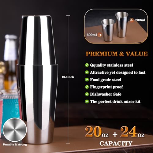 Cocktail Shaker Set Bartender Kit : 15-Piece Bar Tool Set with Acrylic Stand Bars Set with All Practical Bar Accessories, ...