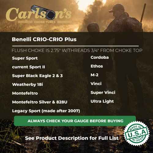 Carlson's Choke Tubes 12 Gauge Compatible for Benelli Crio Plus [ Improved Cylinder | 0.715 Diameter ] Blued Steel | Blued Sporting Clays Choke Tube | Made in USA