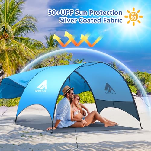 Beach Tent - Beach Shade Canopy Compact Fold (16.9x3.9″), Own Patent, 360° Ventilation, Large Side Storage Pocket, UV Prot...