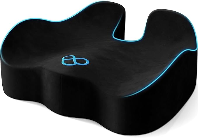 SofterCharm Seat Cushion, Memory Foam Chair Cushions for Tailbone/Sciatica Easing, Chair Pillow with Handles for Car, Office Chair Cushion with Non-Slip Design, Ideal for Post-Surgery Recovery(Black)