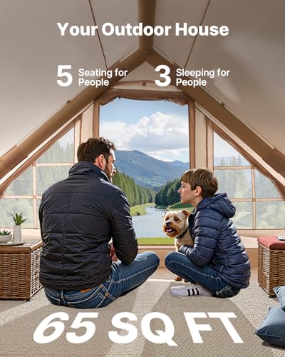 VEVOR Inflatable Tents for Camping, Easy Setup Blow up Tent with Hand Pump, 4 Season Glamping Tent with Stove Jack, Doors...