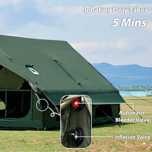 WaldZimmer Inflatable Camping Tent with Hand Pump Waterproof Outdoor Blow up Tent Oxford 4 Season Air Tent Cabin House wit...