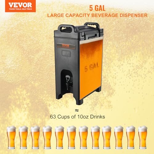 VEVOR Insulated Beverage Dispenser, 5 Gallon, Food-grade LDPE Hot and Cold Beverage Server, Thermal Drink Dispenser Cooler...