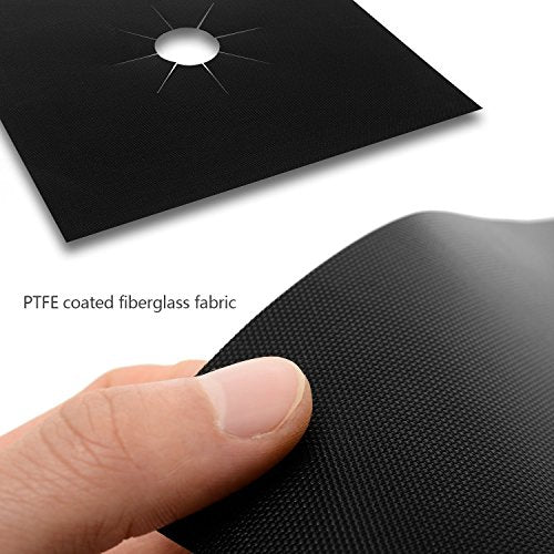 Stove Burner Covers - Gas Stove Protectors Black 0.2mm Double Thickness, Reusable, Non-Stick, Fast Clean Liners for Kitche...
