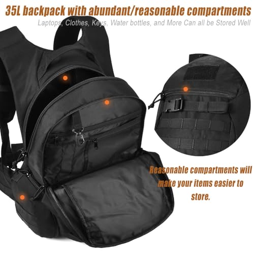 R.SASR 35L motorcycle backpack, black tactical backpack, Military Backpack (2.0 black)