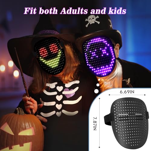 Gootus Led Mask Halloween Costume for Kids Adults, Face Transforming Light up Mask with Gesture Sensing, Cool Toys Great G...