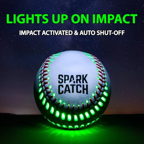 SPARK CATCH Light Up Baseball, Glow in The Dark Baseball, Sports Gear Accessories Gifts for Boys 8 9 10 11 12 13 14 15 Yea...