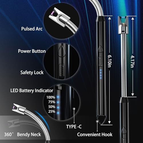 KTEBO 2 Pack Plasma Arc Electric Lighters Rechargeable - USB Long Reach for Scented Candles, BBQ Grill &Camping - Windproo...