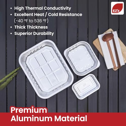 FIREFOLKS Disposable Premium Aluminum Pans – 35 Pack Variety Set Heavy-Duty Open-Flame Trays, Cookware for Cooking, Bakin...