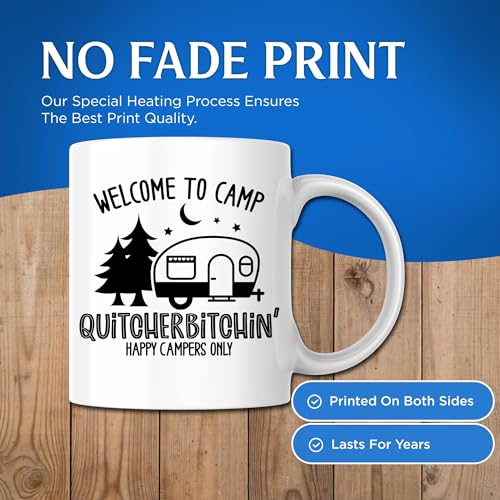 Bliss Monkey Co. Welcome To Camp Quitcherbitchin Coffee Mug - Funny Camping Camper Outdoorsman Coffee Cup - 11 Ounce Coffe...