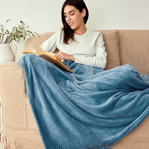 Exclusivo Mezcla Fleece Throw Blanket Extra Large, Super Soft and Warm Blankets for Couch, Sofa and Bed Waffle Textured, C...