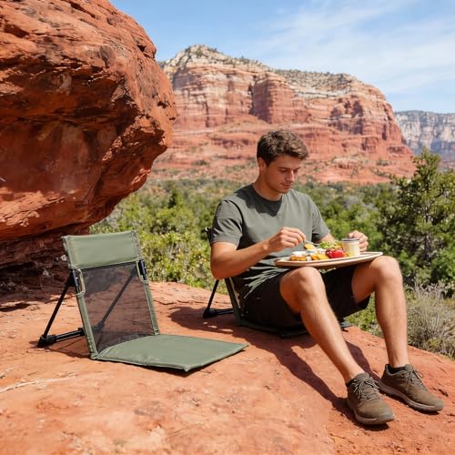Nyeullcy Breathable Mesh Back Folding backrest,Ultralight Aluminum Alloy Camp Seat with Ventilated Backrest, Portable Outd...