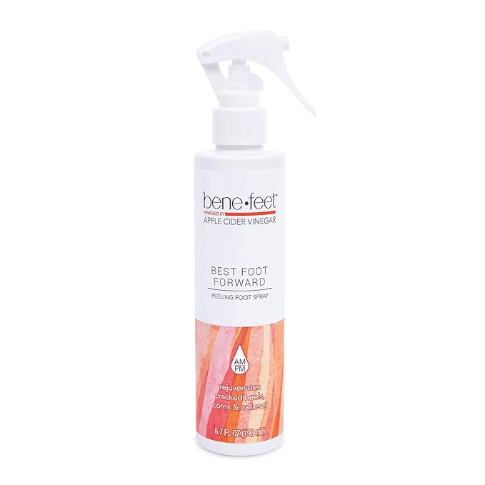 Benefeet Best Foot Forward Peeling Spray - May Help Rejuvenate + Smooth for Cracked Heels, Corns + Calluses Made w/Shea Butter, Apple Cider Vinegar + Tea Tree Oil, 6.7 oz (1 Pack)