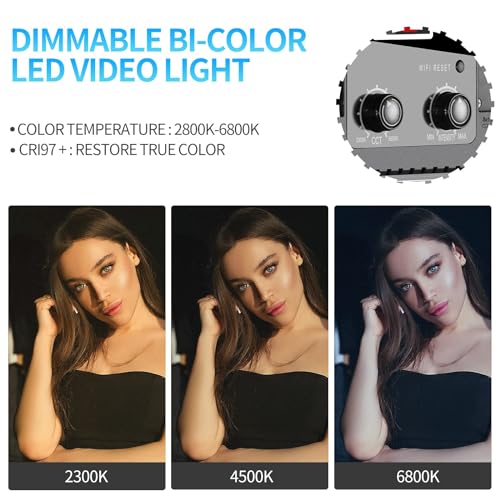 GVM 2 Pack LED Video Lighting Kits with APP Control, Bi-Color Variable 2300K~6800K with Digital Display Brightness of 10~1...