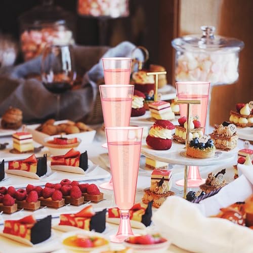mwellewm 50 Pcs Plastic Champagne Flutes, Disposable Clear Champagne Glasses 5oz Plastic Wine Glasses, Assemble Champagne ...