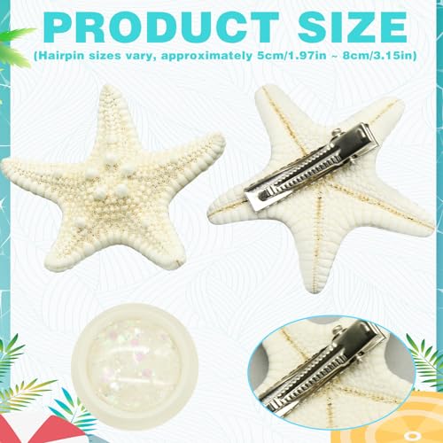 3Pcs Starfish Hair Clip Set, Mermaid Hair Accessories and Makeup Glitter Sequin Seashell Hair Clips, Mermaid Hair Clips St...