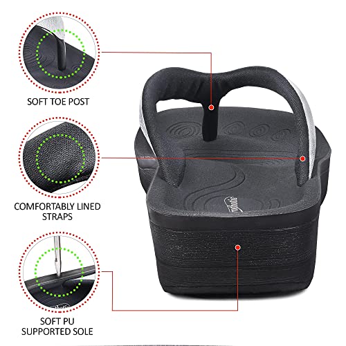 AEROTHOTIC Slip On Recovery Footwear Plantar Fasciitis Flip Flops for Women Yoga Mat Outdoor Walking Beach Ladies Arch Sup...