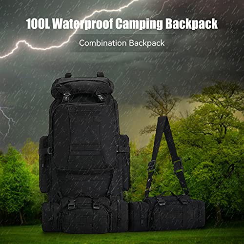 HongXingHai 100L Camping Hiking Backpack,Molle military Tactical rucksack backpack,Waterproof Lightweight Hiking Backpack...