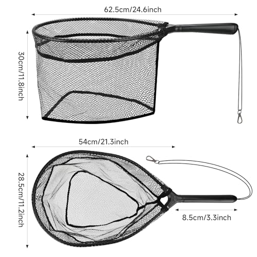 SANLIKE Fly Fishing Net, 24.6 Inch Soft Silicone Catch and Release Fly Fishing Net with Durable Lanyard, Portable for Trou...