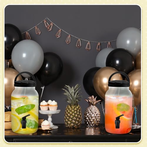 Havawish 2 Pcs 1 Gallon Plastic Beverage Dispenser with Spigot Clear Summer Kitchen Fridge Drink Dispenser for Parties Lem...