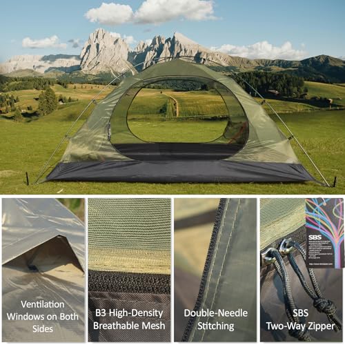 Backpacking Tent for Camping 2/3/4 Person Hiking Ultralight Tent for Waterproof Windproof Outdoor Tents Easy Setup Two Doo...