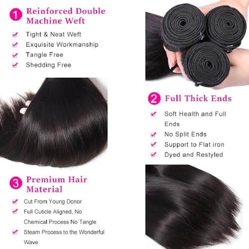 12A Human Hair Bundles 18 20 22 Inch Straight Human Hair 100% Unprocessed Brazilian Virgin Weave Hair 3 Bundles Deals
