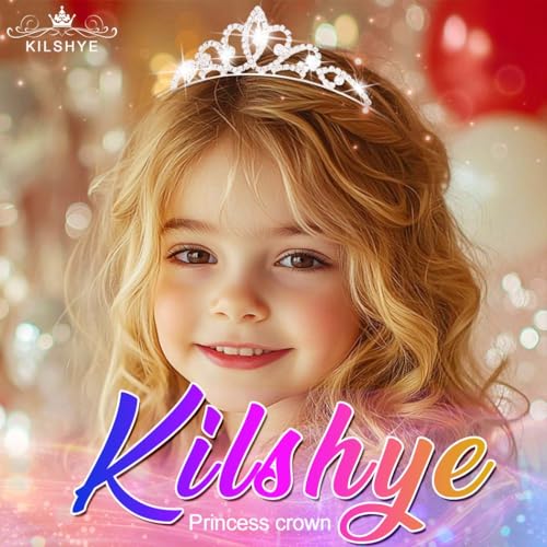 Kilshye Silver Rhinestone Tiara Princess Tiaras and Crowns Crystal Wedding Headband for Girls (Silver)