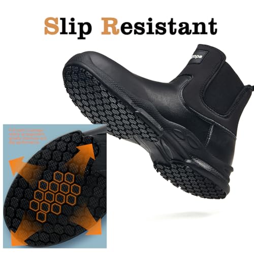 Nutropa Non Slip Work Boots for Men Waterproof Oil Resistant Lightweight for Food Service Shoes Kitchen Chef Shoes Casual ...