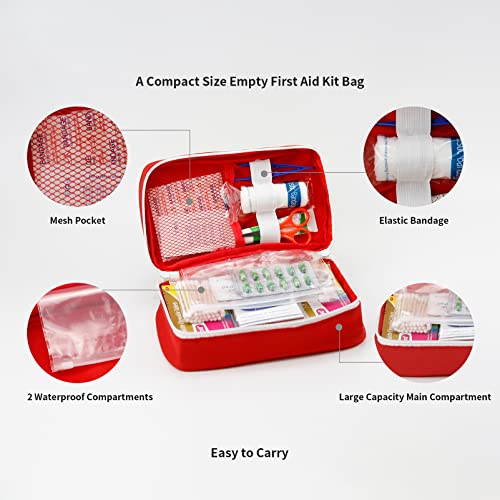 TOPASION Portable Empty First Aid Kit Bag, Travel Medicine Pouch, Small Medical Bag (Blue)