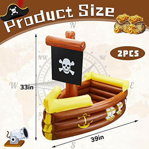 Cunhill 2 Pieces Inflatable Pirate Ship Cooler Inflatable Cooler for Halloween Pirate Ship for Food Beverage Serving Bar P...