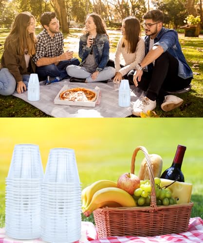 Aatriet 40 Pack 9 oz Clear Plastic Cups, 9oz Clear Disposable Punch Cups Wine Glasses, Sturdy Recylable Small Drinking Cup...