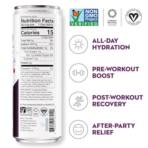 O2 Blackberry Currant Post Workout Recovery Drink - Powerful Electrolyte Drink for Daily Hydration