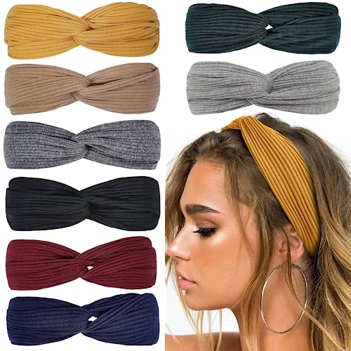 Huachi Headbands for Women Twist Knotted Women Head Bands Boho Stretchy Hair Bands Non Slip for Girls Criss Cross Turban P...